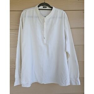 Coofandy 3XL Men's Cotton Hemp Blend Long Sleeve Off White Top